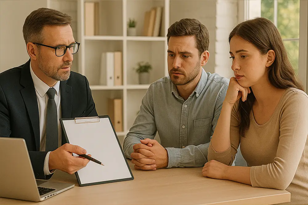 Conseiller CPE expliquant les options de crédit à un client